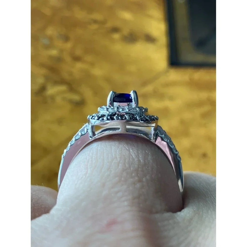 Genuine Blue Spinel Sterling Silver Ring Size 7